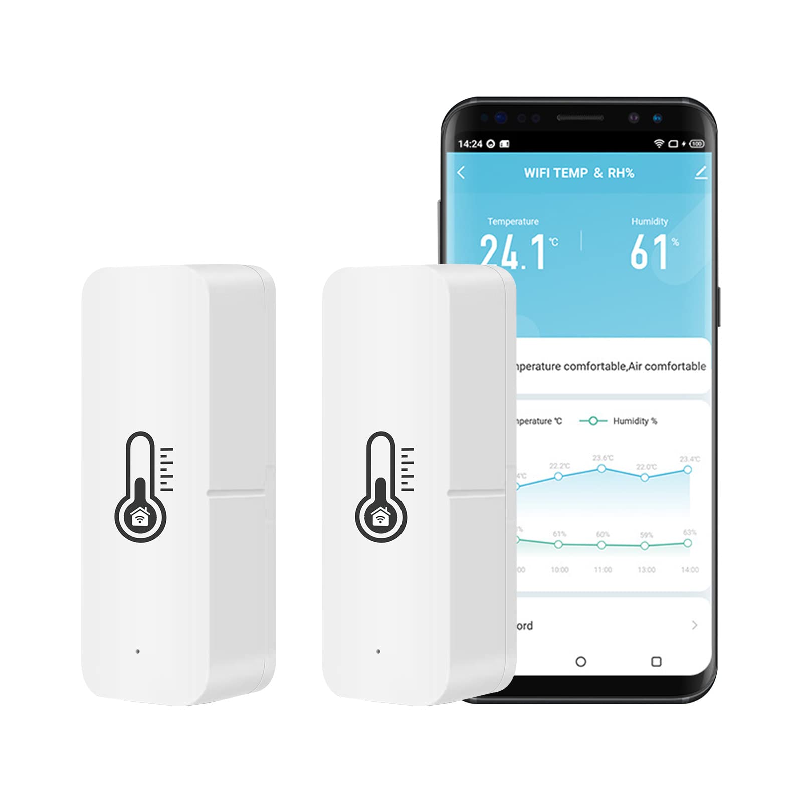 Termómetro térmico con Bluetooth para interiores, higrómetro térmico con aplicación inteligente y registro de datos, termómetro de habitación, sensor de temperatura para habitación de bebé