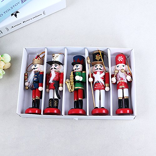YIJU 9PCS Artesanato em Madeira Quebra-nozes Soldado Fantoche Decoração de árvore de Natal