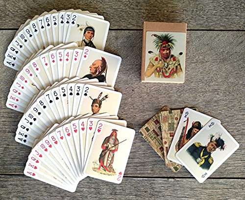 Indians Playing Cards (Poker Deck 54 Cards All Different) Vintage Retro Native American Portraits By Charles Bird King #TOP2