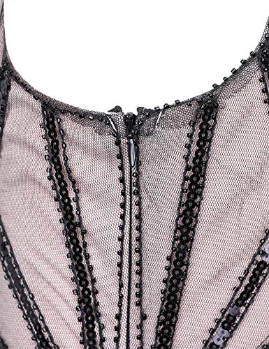 Image of Women's 1920s Gatsby Dress V Neck Sequin Bead Fringed Cocktail Hem Flapper Dress