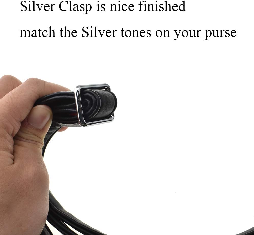 HAHIYO Adjustable Smooth Black Leather Purse Chain Strap Length 31.5-55.1 Inch Silver Hardware for Shoulder Cross Body Sling Purse Replacement Comfortable 0.71 Inch Wide 4.7mm Extra Thick 1 Pack - Image 4