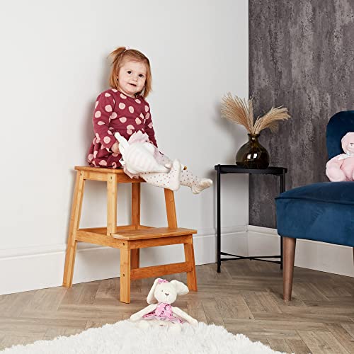 RELSY Natural Bamboo Wooden 2 Step Stool For Kids & Adults - Foot stool Suitable For Kids Kitchen Sink/Bath Stool/Bathroom Sink Assistance/Office Stool - Image 4