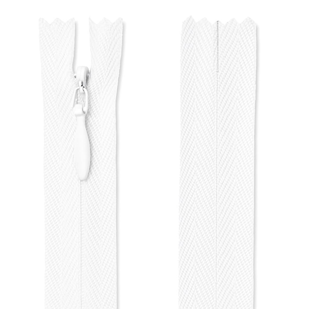 Invisible Zip White 16" (41cm) - Concealed Closed-End Nylon Zipper for Sewing & Dressmaking: Dresses, Skirts, Cushions, Bridal Wear & Costumes by Giddy Square — image 1
