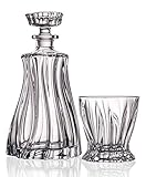 Bohemian Crystal AU52116, Crystal Whiskey Decanter & Glasses, Elegant Bourbon Carafe w/ 2 Tumblers, Whiskey Set