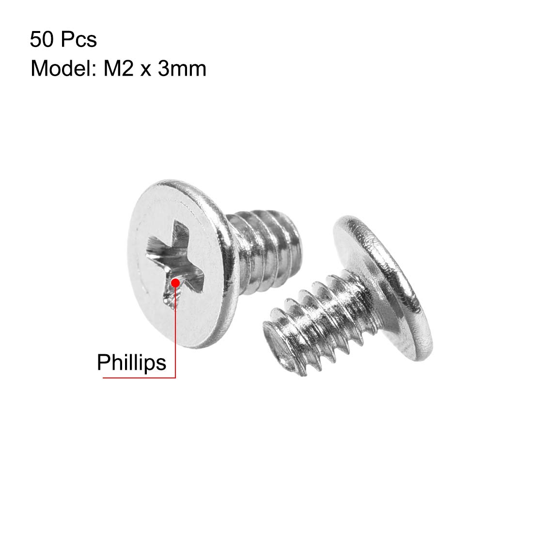 M2x3mm Phillips Screws - 50 Pack for Electronics -2