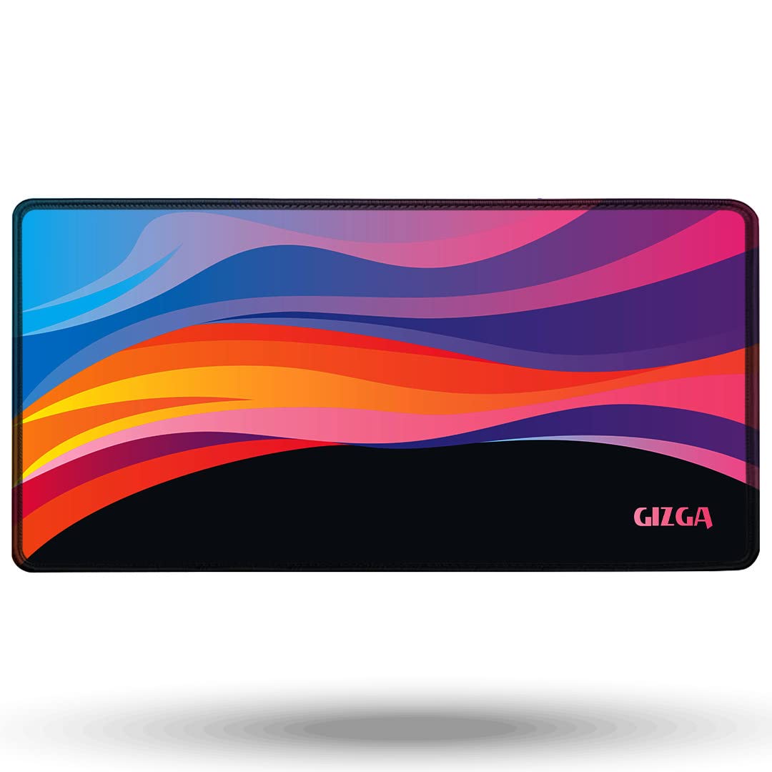 Gizga Essentials Extended Mouse Pad/Desk Mat/Gaming Mouse Pad|Has Anti-Slip Rubber Base, Smooth Mouse Control, Mercerized Surface, Antifray Stitched Embroidery Edges|For Office Home (60 x 30 cm)