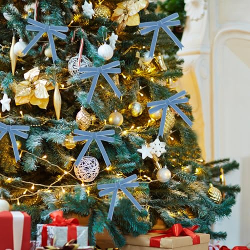 Image of Tsorode 25 Yards Velvet Ribbon for Christmas Tree Gift Wrapping,3 /8 Inch (Blue, 3 /8 inch)