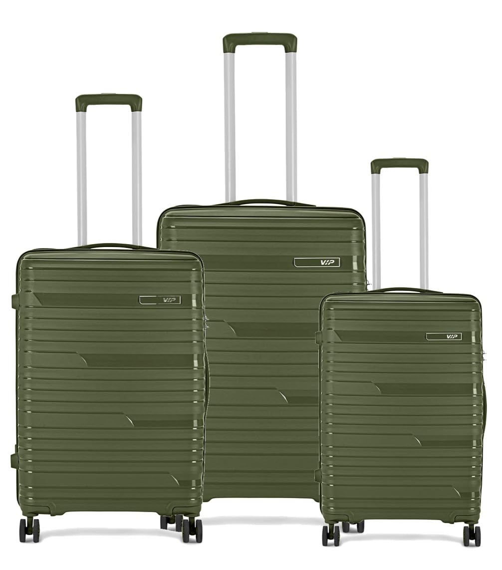 vip Matrix Hard Shell Trolley Luggage, 8 Wheels, PP Material with Flushed Combi Lock, Anti-Theft Zip (Green, Set of 3 (Cabin, Medium, Large))-picture-39