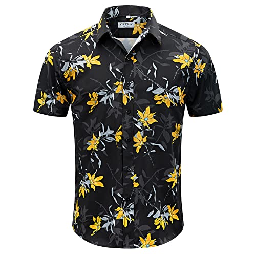 Men's Hawaiian Shirts Short Sleeve Button Down Floral T-Shirt Casual Summer Beach Shirts2