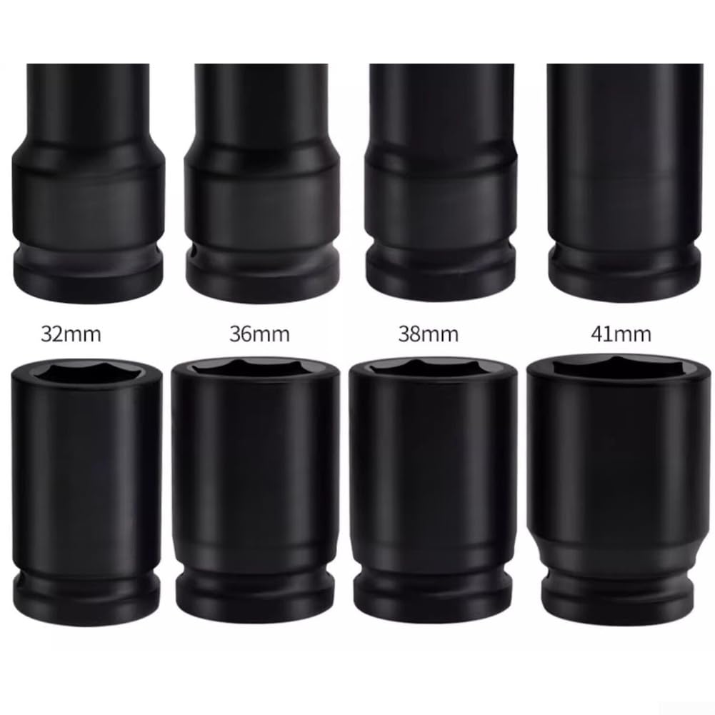 Set di chiavi a bussola in lega di acciaio cromato rosso per chiave pneumatica da 1 pollice con custodia per riparazioni automobilistiche e industriali da 19 mm a 41 mm, dimensioni incluse nel kit (A)