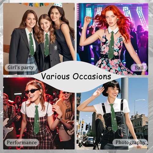 Image of LJBFNN Pre-Tied Ties for Women with Metal Chain, Uniform Shirt Accessory