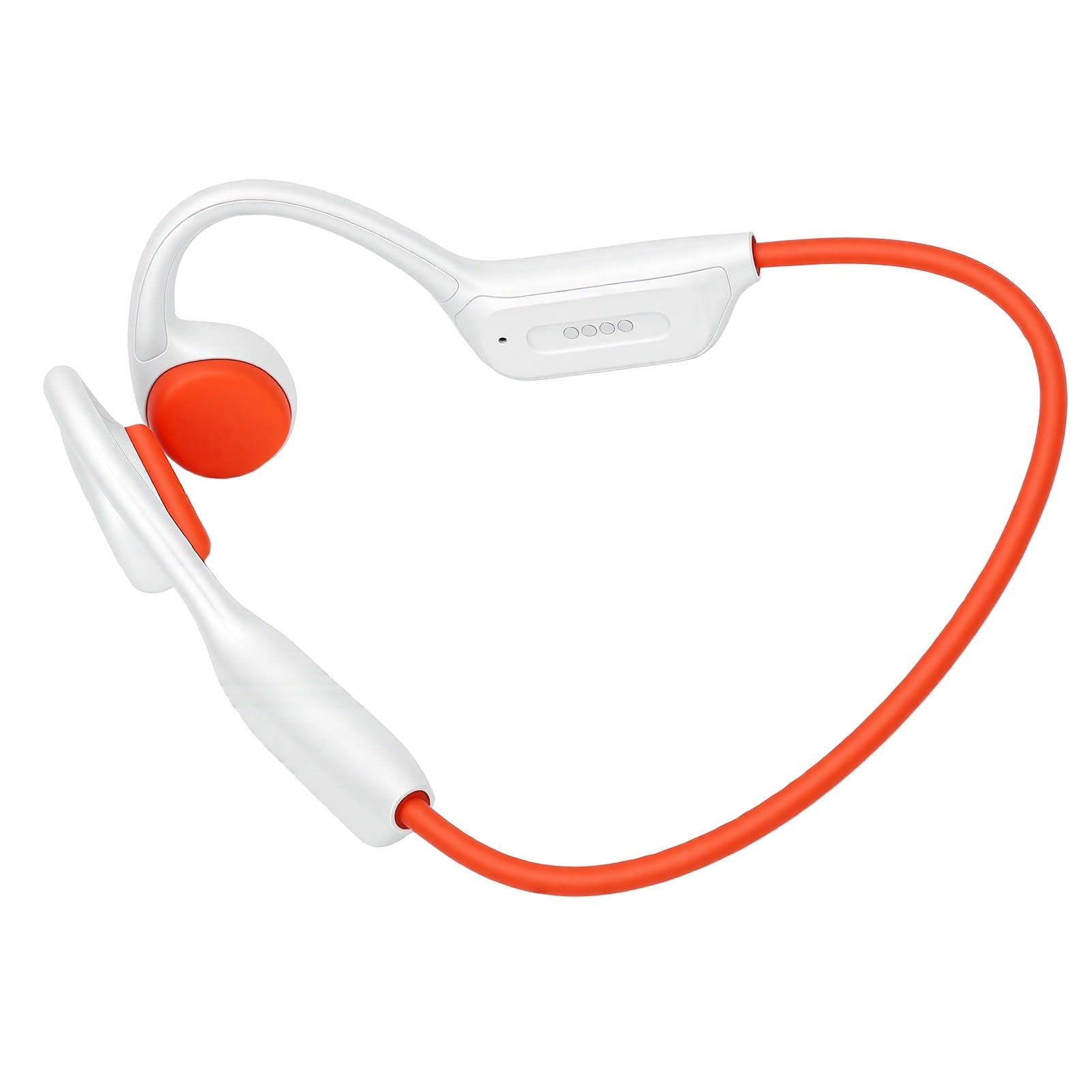 Goshyda Cuffie a Conduzione Ossea IPX8 Lettore MP3 da 32 GB per Sport di Nuoto (Bianco Arancio)