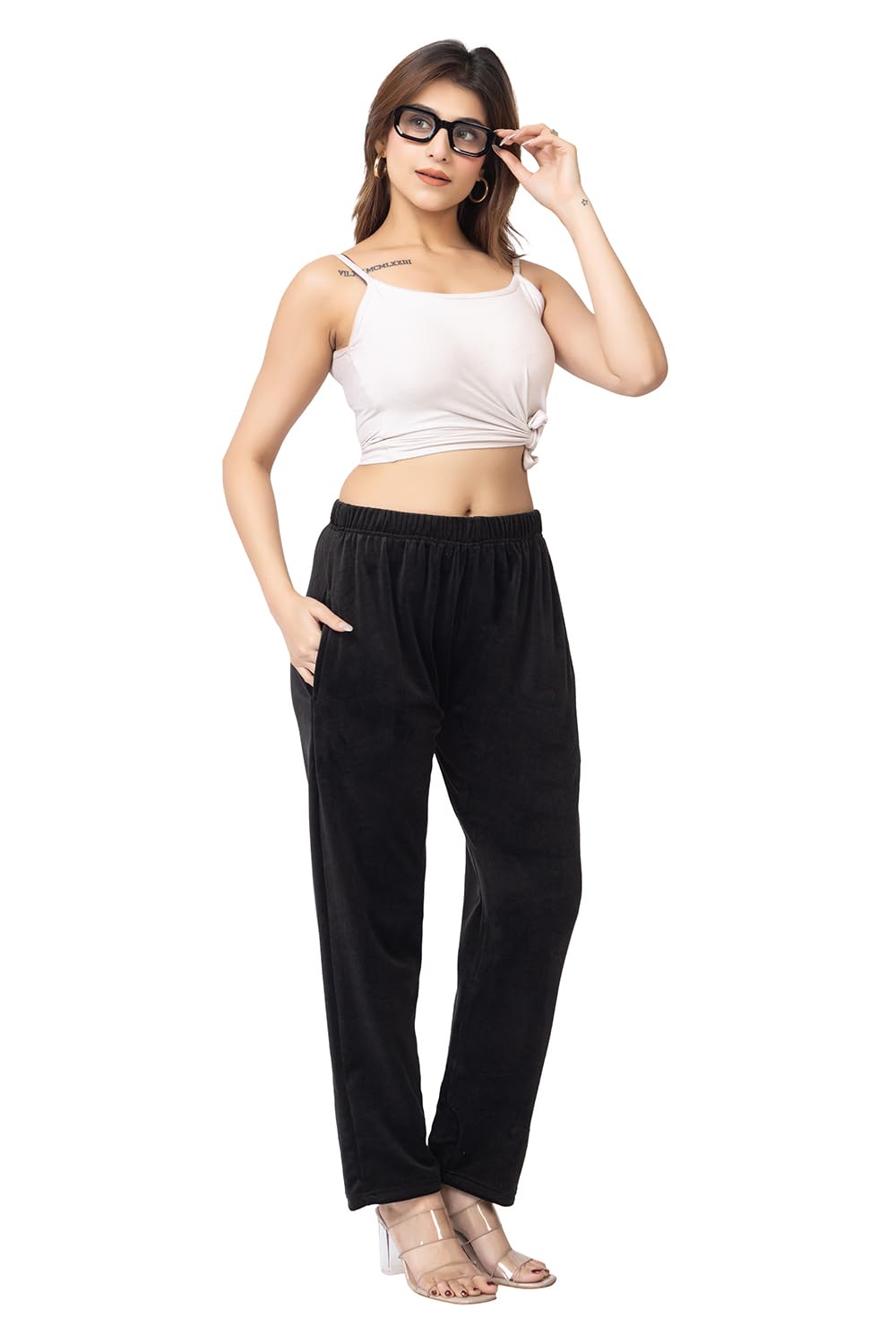 louis carlo Women's Palazzo Pants for Winterwear, Ankel Length || Velvet Trouser || Winter Palazzo-picture-43