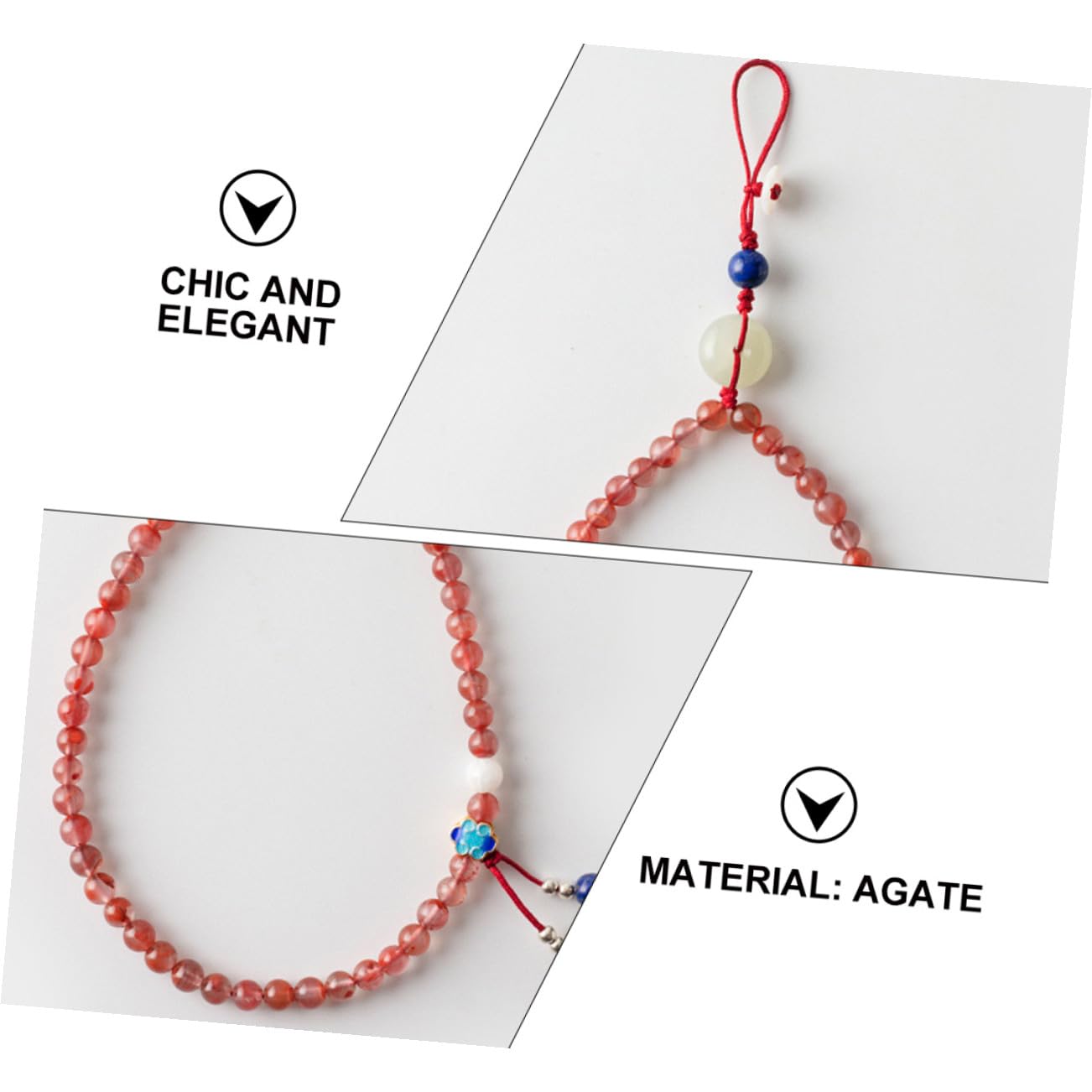 SHINEOFI Cuerda de Teléfono Móvil con Diseño Decorativo Ágata del Sur Cadena Colgante para Muñeca para Oficina Escuela y