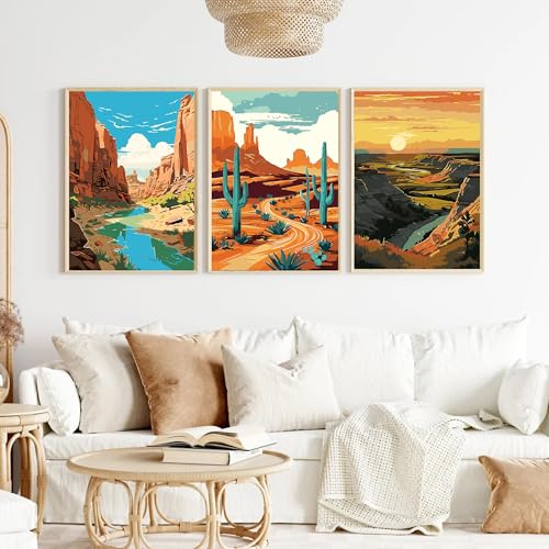 Image of cupmod 6 Packs National Park Paint by Numers Kit for Adults,Landscape Painting by Number Kits on Canvas Without Frame,Landscape Adult Paint by Number Kits for Home Wall Decor 9.8x13.8inch