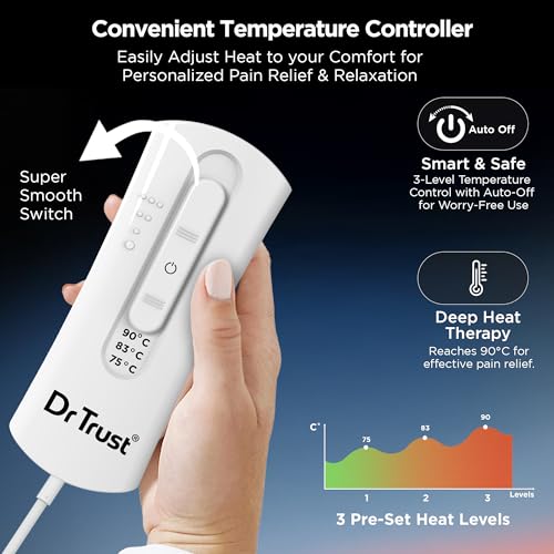 Image of Dr Trust USA Velvet Orthopedic Electric Heating Pad for Back Pain I Heat Belt for Menstrual Period Cramps, Shoulder & Knee Pain Relief with Temperature Controller & Overheat Safety-388