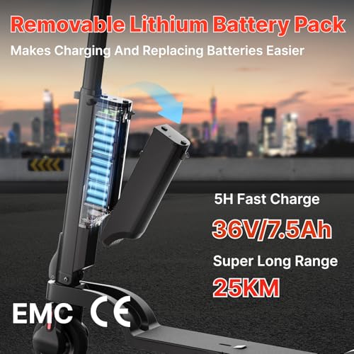 Elektrische Step voor Volwassenen met Afneembare Batterij,Elektrische scooter Adult,350W motor,25km lange afstand, maximale snelheid 25 km/u,3 snelheden,app-bediening,dubbele rem,5,5" stevige band - Afbeelding 7