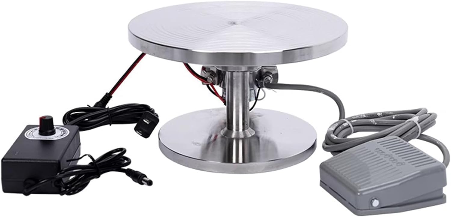 Torno de alfarería eléctrico, de acero inoxidable, para modelar arcilla, con pedal, para cerámica y manualidades.