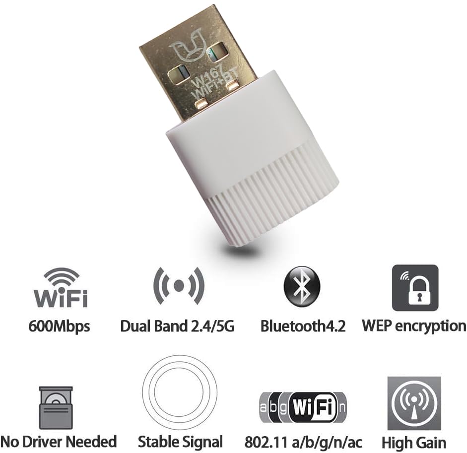 Image of USB WiFi Bluetooth Adapter, 600Mbps Dual Band 2.4 /5Ghz Wireless Network External Receiver, Mini WiFi Dongle for PC /Laptop /Desktop (600 MBPS Dual Band + Bluetooth)