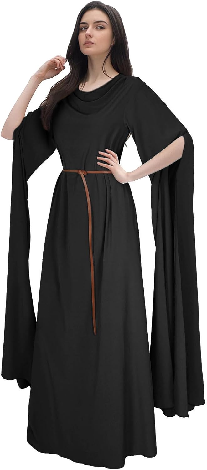 Women's Medieval Costume Renaissance Dress Long Sleeve Maxi Dress with Belt - Image 2