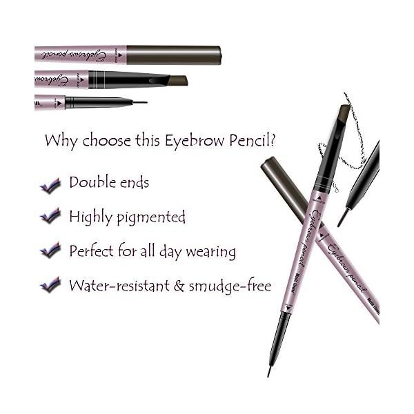 [ 2 Pack]Eyebrow Pencil, Waterproof Eyebrow Makeup with Dual Ends, Professional Brow Enhancing Kit with Eyebrow Brush (Dark Brown #1)