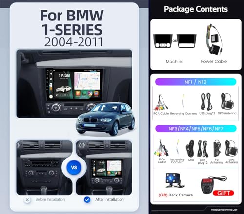 Autoradio Android 13 pour BMW Série 1 E81 E82 E88 avec CarPlay et Bluetooth - 8