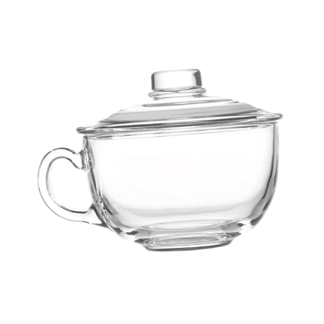Angoily Bol de Cristal Transparente de 600Ml con Tapa y Asa Ensaladera Práctica para Desayuno Postres Leche Avena y Ensalada Recipiente para Alimentos Domésticos