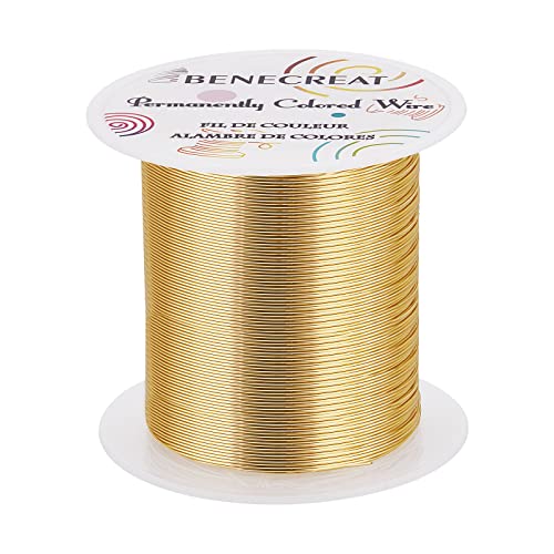 BENECREAT 24 Gauge Light Gold Tarnish Resistant Copper Wire 87 Yards