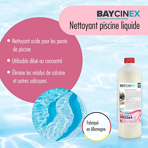 Höfer Chemie Nettoyant Acide 1L BAYCINEX® - Élimination Profonde des Dépôts Minéraux pour Piscines, Calcaire et Rouille
