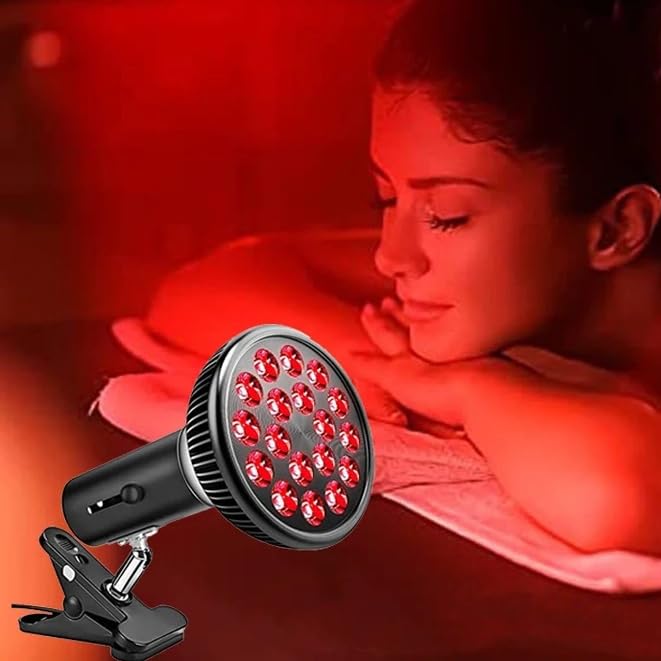 Bombilla de terapia de luz roja con soporte – 660nm rojo + 850nm infrarrojo cercano – Lámpara LED 36W para alivio del dolor, cuidado de la piel, recuperación muscular