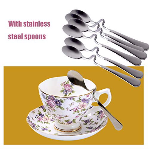 Tea-Set-for-Adults-Tea-Cup-and-Saucer-Spoon-Set-Bone-China-Tea-Sets-for-Afternoon-Tea-and-Coffee-Teapot-with-Sugar-Bowl-Cream-PitcherBlue-Blue