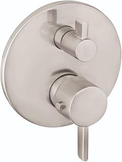 hansgrohe Ecostat Modern Thermostatic Shower Valve Trim with Temperature Control and Diverter in Brushed Nickel, 04231820