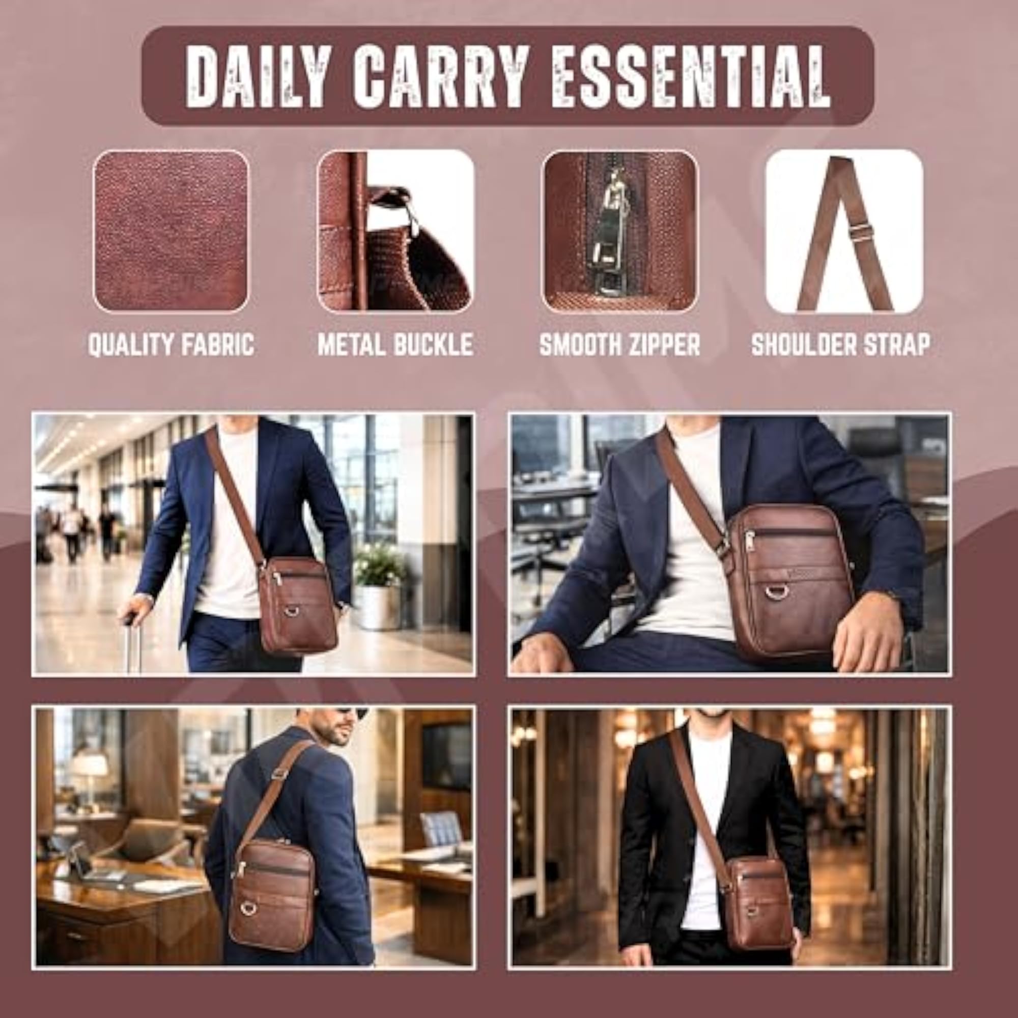 Sling Side Bag for Men, Waterproof Stylish Crossbody Bag