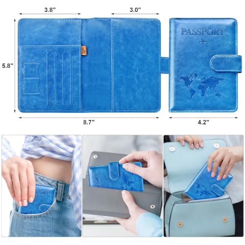 Image of Eoehro Passport Holder for Travel Essentials, Passport Wallet Cover Case for Travel Must Haves Accessories,Passport Book Holders for Women and Men(blue)