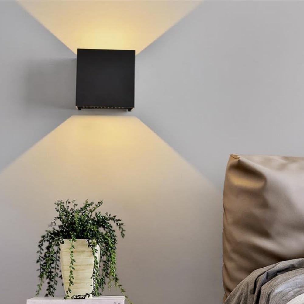 LuminaCube 12W LED Wandleuchte, Einstellbarer Lichtstrahl, 3000K Warmes Licht, Zum Gebrauch einstecken, Modern für Wohnzimmer, Schlafzimmer, Garten, Flur, Treppen