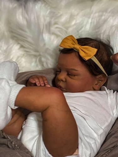 Miniatura 4 de Angelbaby Muñecas de bebé realistas afroamericanas Reborn de 19 pulgadas con vida como dormir recién nacido, muñeca de silicona real de piel marrón,