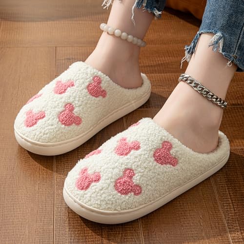 Womens Mens House Slippers Retro Comfy Warm Plush Slip on Fluffy Memory Foam Home Sippers for Winter Indoor Outdoor2