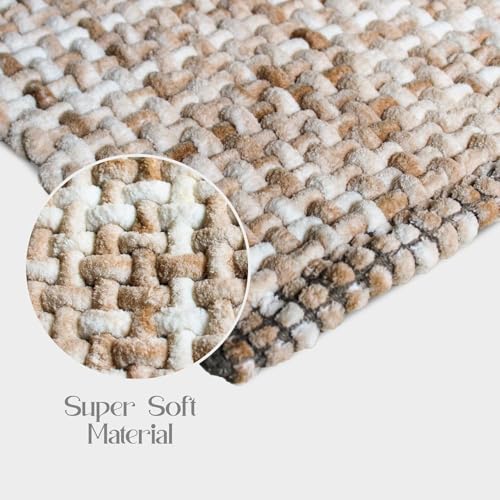 Image of LAHOME Bathroom Mat Anti Slip Bathmat Water Soak Floor Rug Non Slip Cotton Bath Mat Large 50x70 Cm, Light Grey