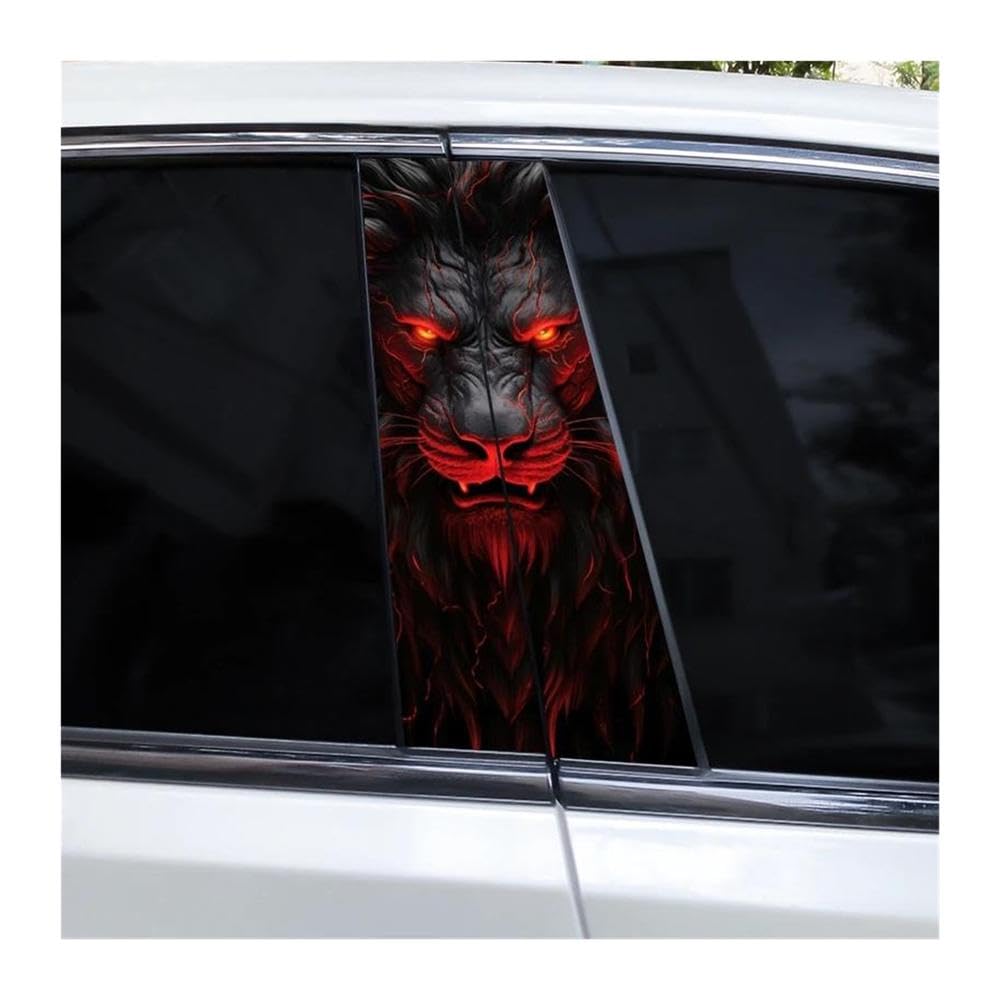Decorative Items 2pcs Ferocious Animal Car B Pillar Decal Waterproof Car Door Pillar Sticker(C)
