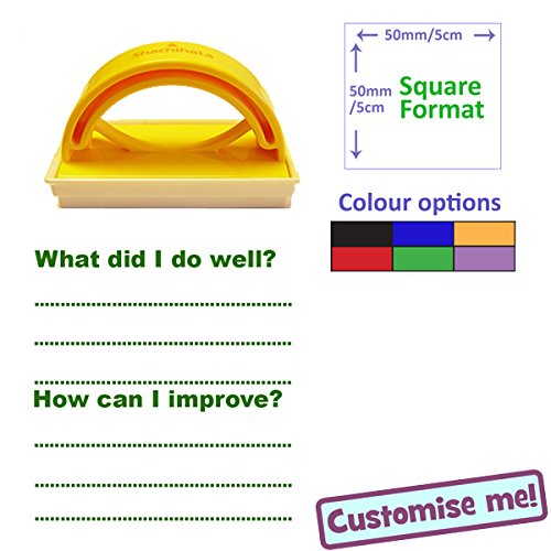 What did I do well ? / How can I improve? Stamp - Large 5x5 Format School Stamp. Choice of Ink Colour (Green)