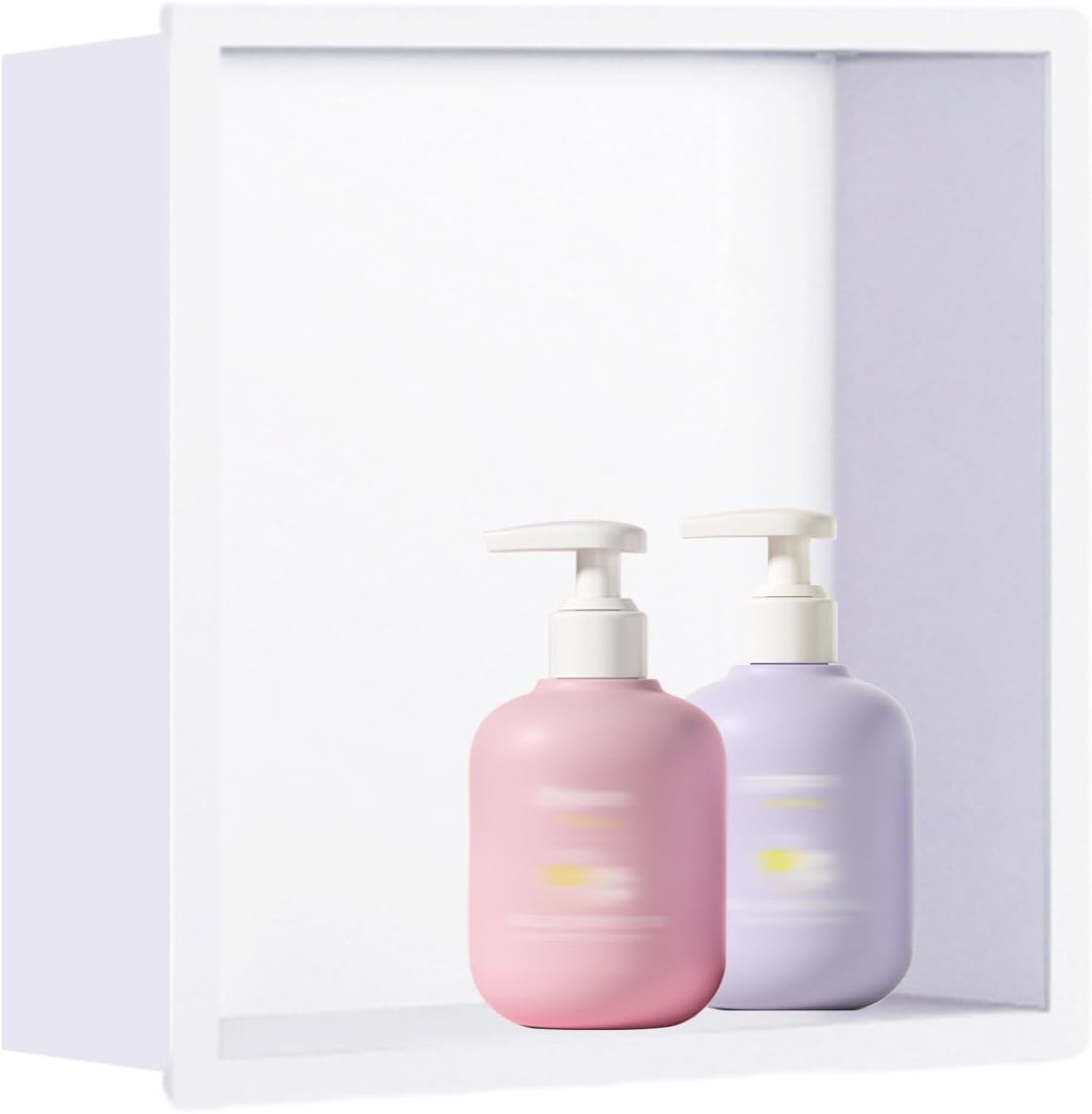 Stainless Steel Shower Niche with Built-in Shelf, Water-Free Design for Bathroom Renovation, White Prefabricated Storage Solution for Shampoo & Soap