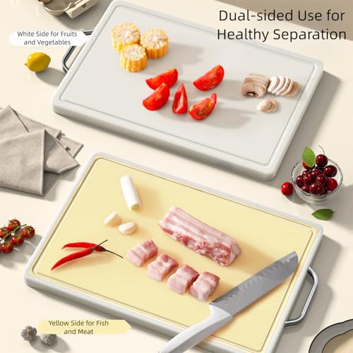 Tabla de cortar reversible con superficie texturizada antideslizante – Polietileno alimentario grueso de 0.82" apto para cuchillos y duradera para carne, pescado, frutas y verduras (15" x 11") miniatura 2