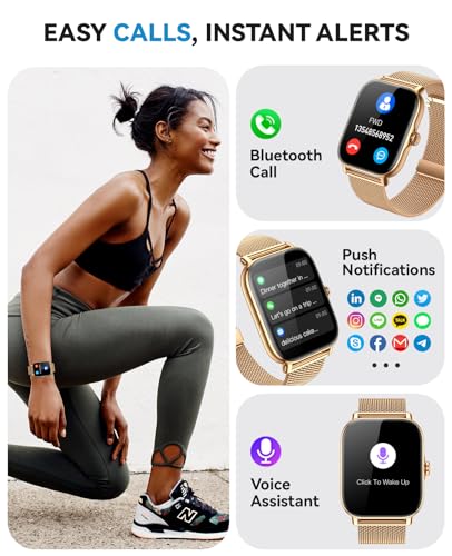 Image of Smart Watches for Women Men (Make /Answer Calls), Steps Counter Fitness Watch for Android iPhone with 120+ Sports, IP68 Waterproof, Sleep Calorie Monitor, Pedometer (Gold)