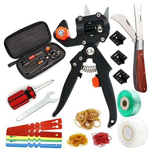 Garden Grafting Tool Kits, ZALALOVA 2 in 1 Pruning Tools Including Grafting Knife Replacement Blades Grafting Tapes Rubber Bands and Labels for Plant Branch Vine Fruit Tree Cutting