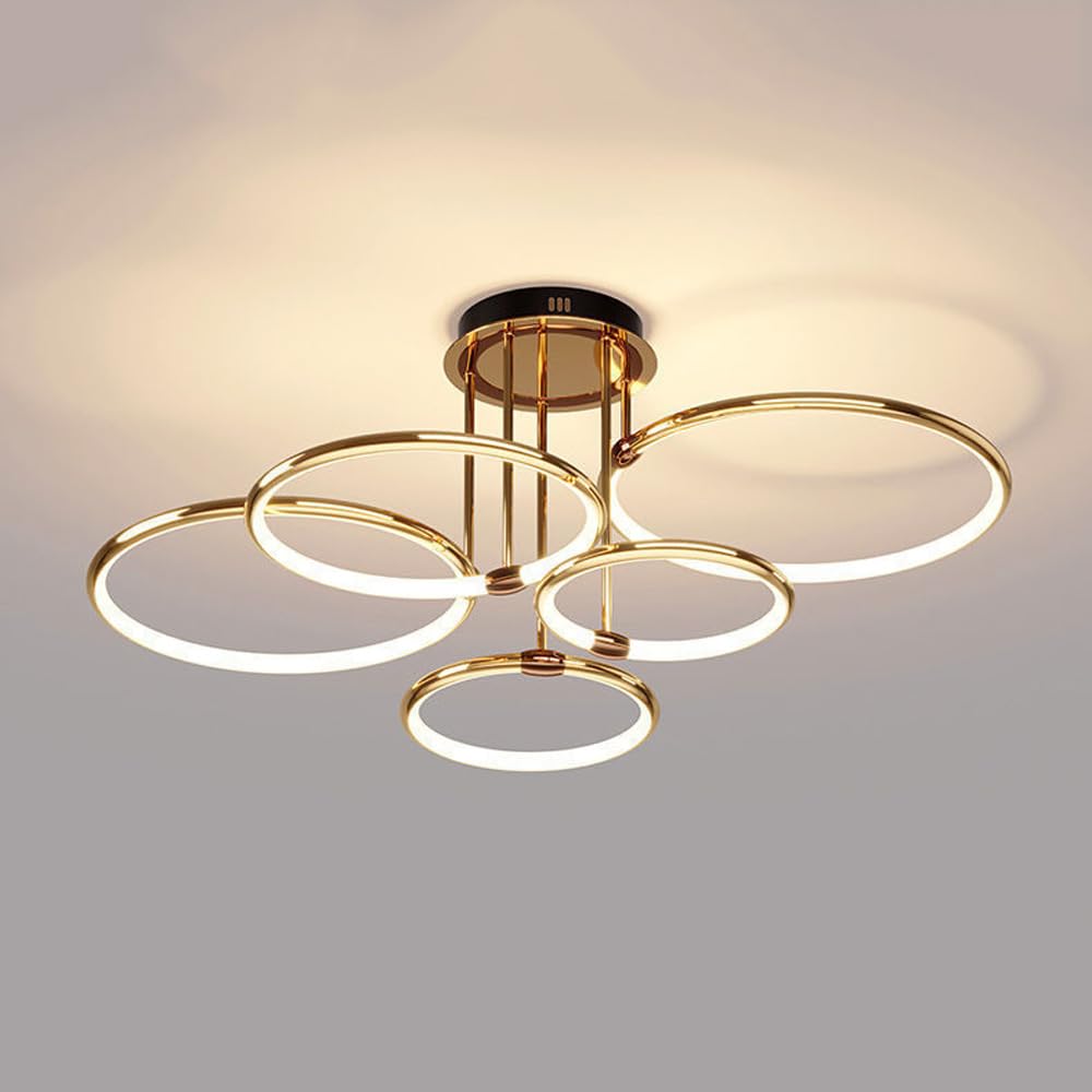 HXYSXHJUO Home Decoration LED Dimmable Ceiling Light Modern Ring Circle Flush Mount Kitchen Close To Fixtures Gold Dining Room Chandeliers For Living Bedroom Foyer