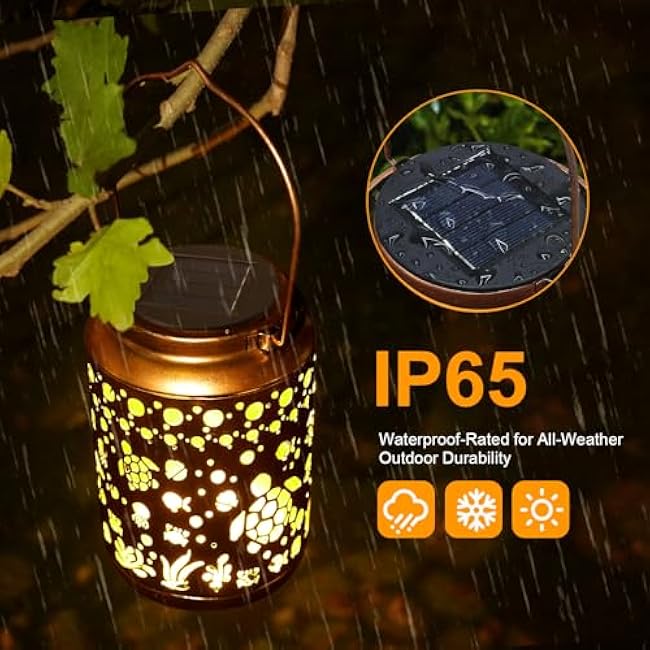 Solar Lanterns Outdoor Turtle Lantern Garden Decor Waterproof Decor Light Hanging Solar Lights Yard Decor,Gifts for Women Gifts for Mom Gifts for Grandma