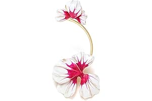 Flower Ear Cuff Earrings with Exaggerated Big Flowers in Pink or White...