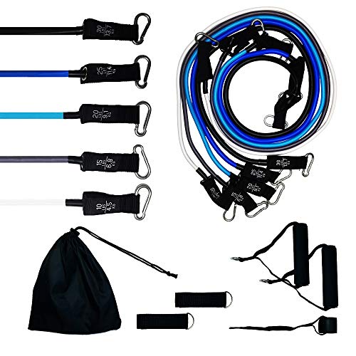 Kit Tubing Elástico 11 Itens - Treinamento Funcional Pilates Azul