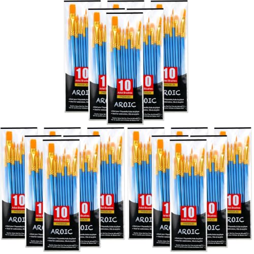 Image of 60 Pcs Acrylic Paint Brush Set, Oil & Watercolor - Professional Artist Brushes with Wooden Handle Nylon Hair Brushes - Bulk Art Supplies for Adults, Kids & Beginners (Pack of 3)