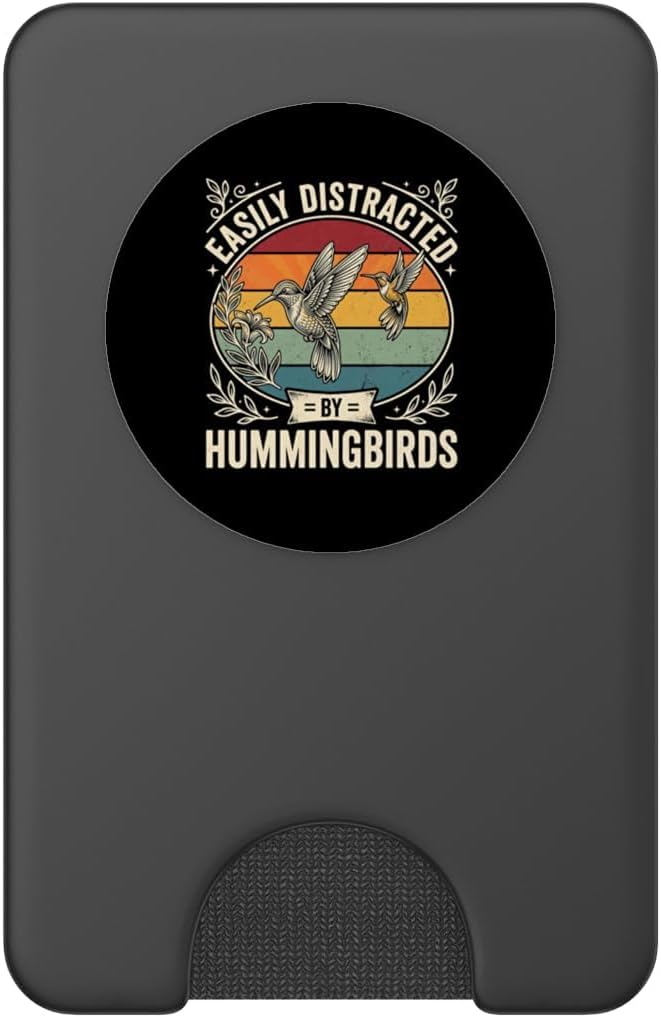 Easily Distracted by Hummingbirds Retro Sunset Bird PopSockets PopWallet for MagSafe image 2